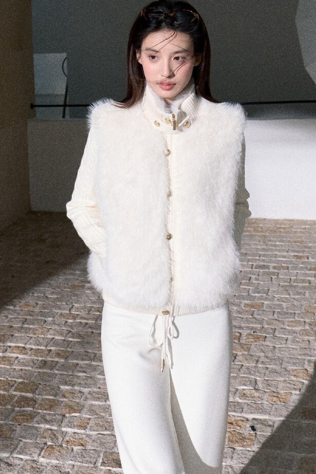 Vintage Eco-Friendly Fur Cable Knit Jacket