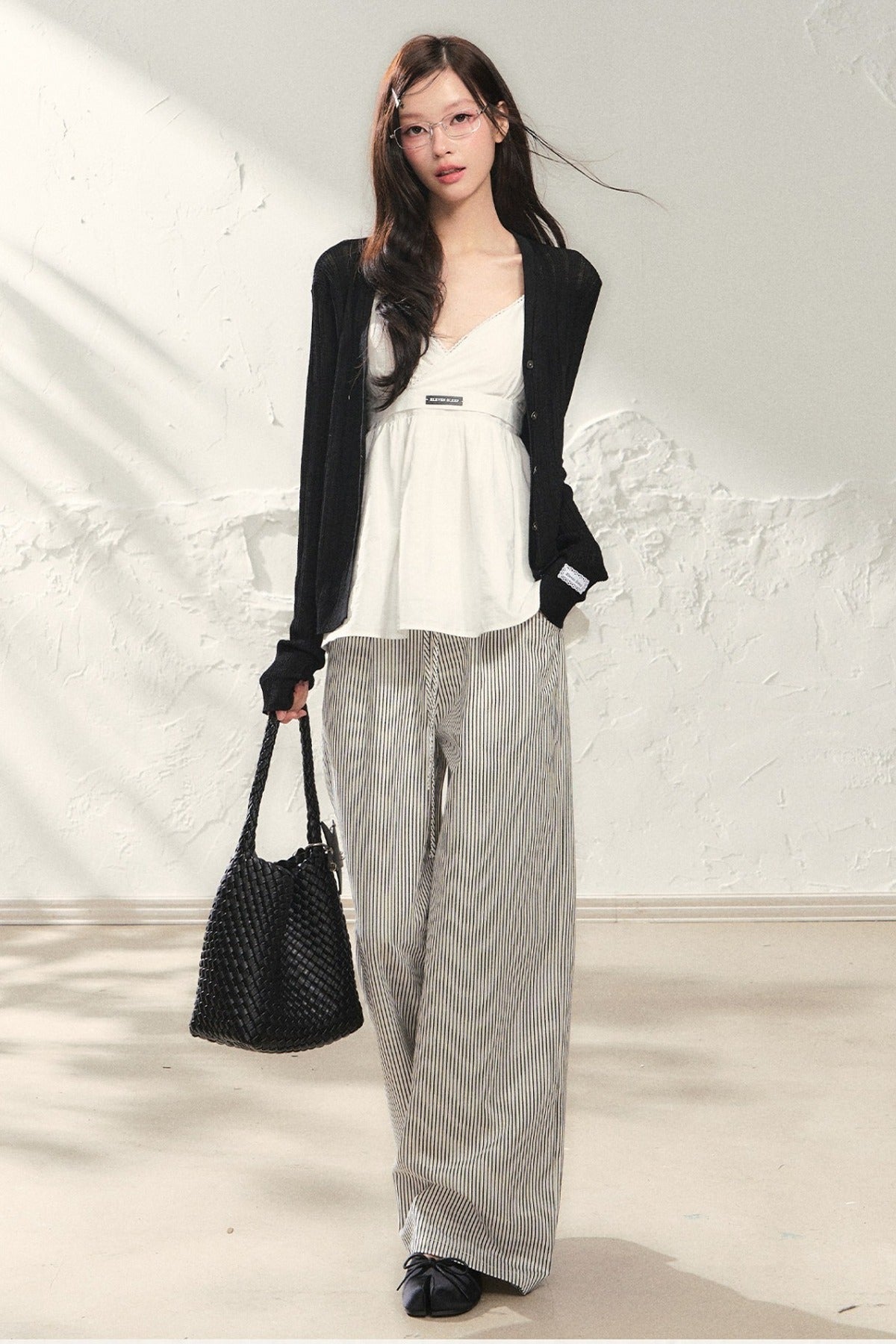 White Sleeveless Camisole Trousers Set-Up