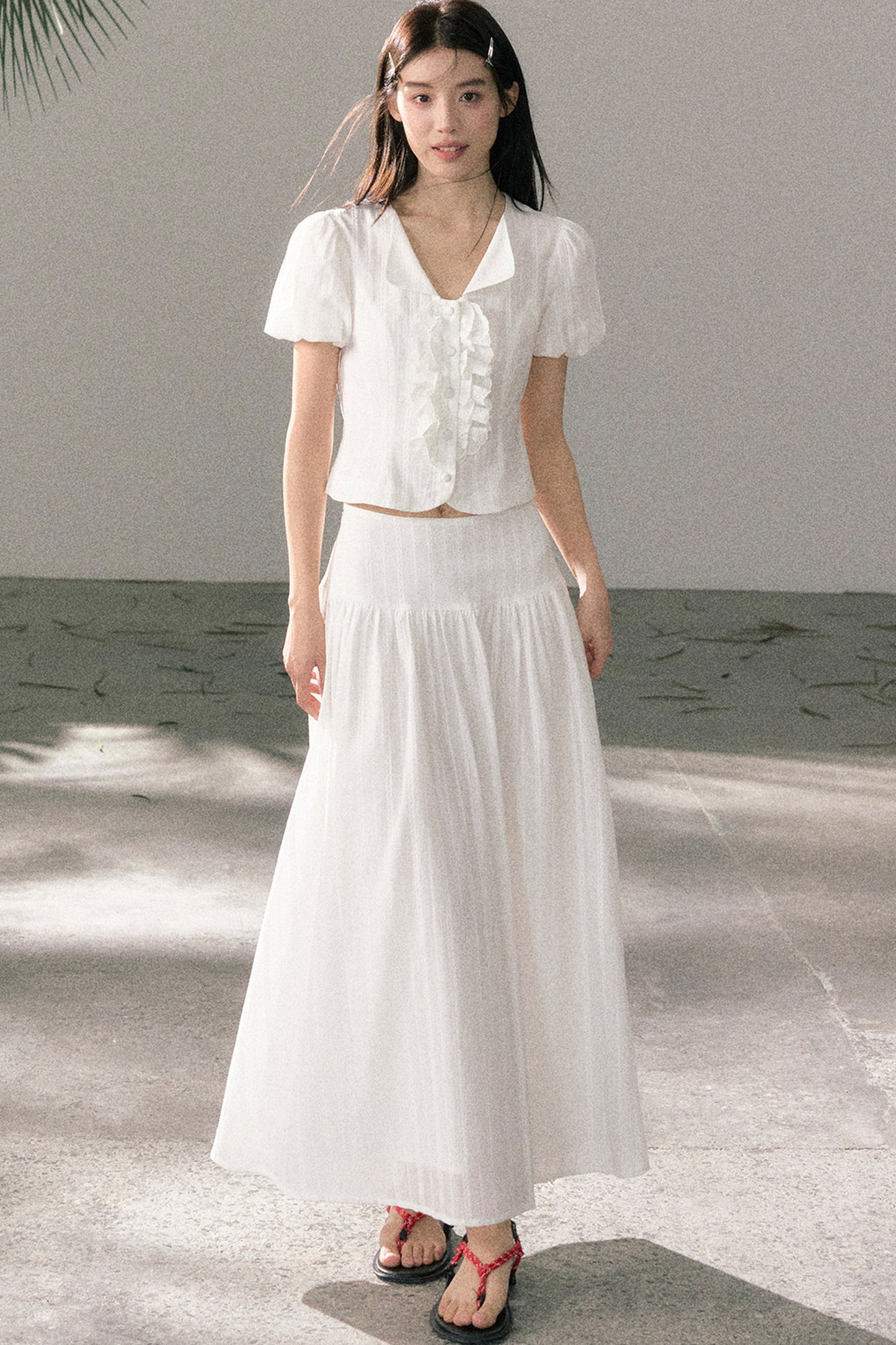 Ruffle Top and High-Waisted Skirt Set-Up