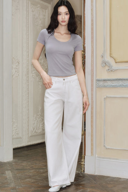 Lyocell Blend Low-Rise Wide-Leg Jeans