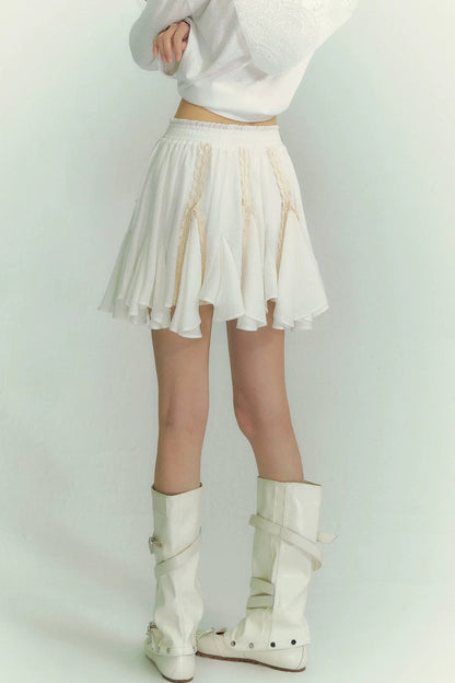 Lace Asymmetrical Leaf Hem Skirt