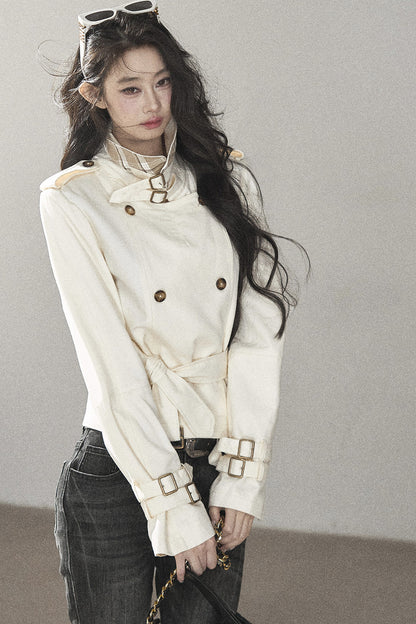 Gabardina de lino blanco cremoso