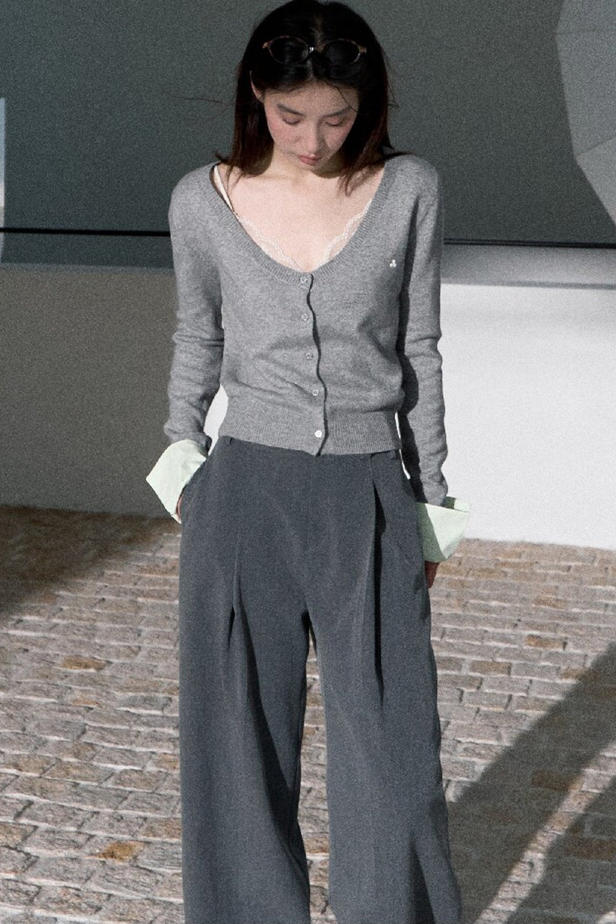 Large U-Neck Knit Cardigan