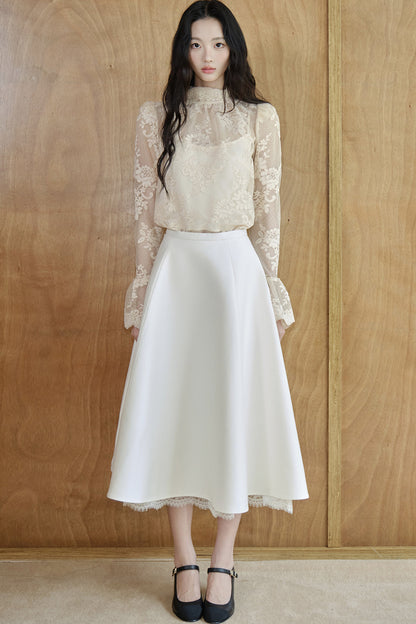 Blusa in rete e pizzo francese