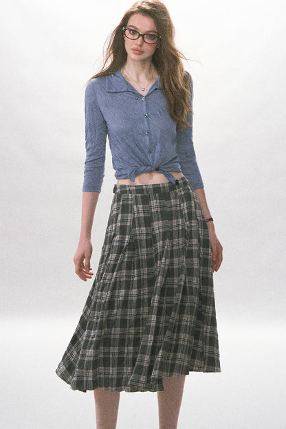 Chemise boutonnée plissée texturée