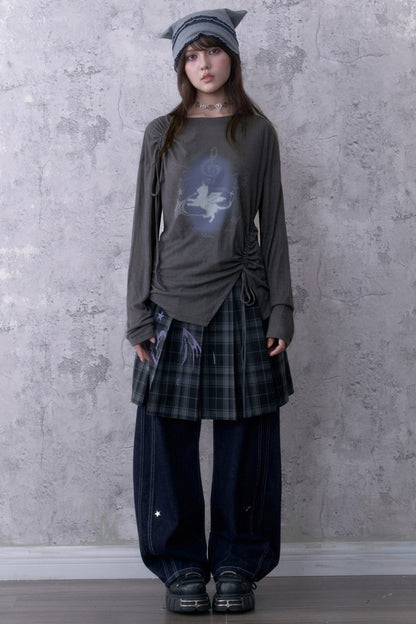 Gray Unicorn Drawstring T-Shirt