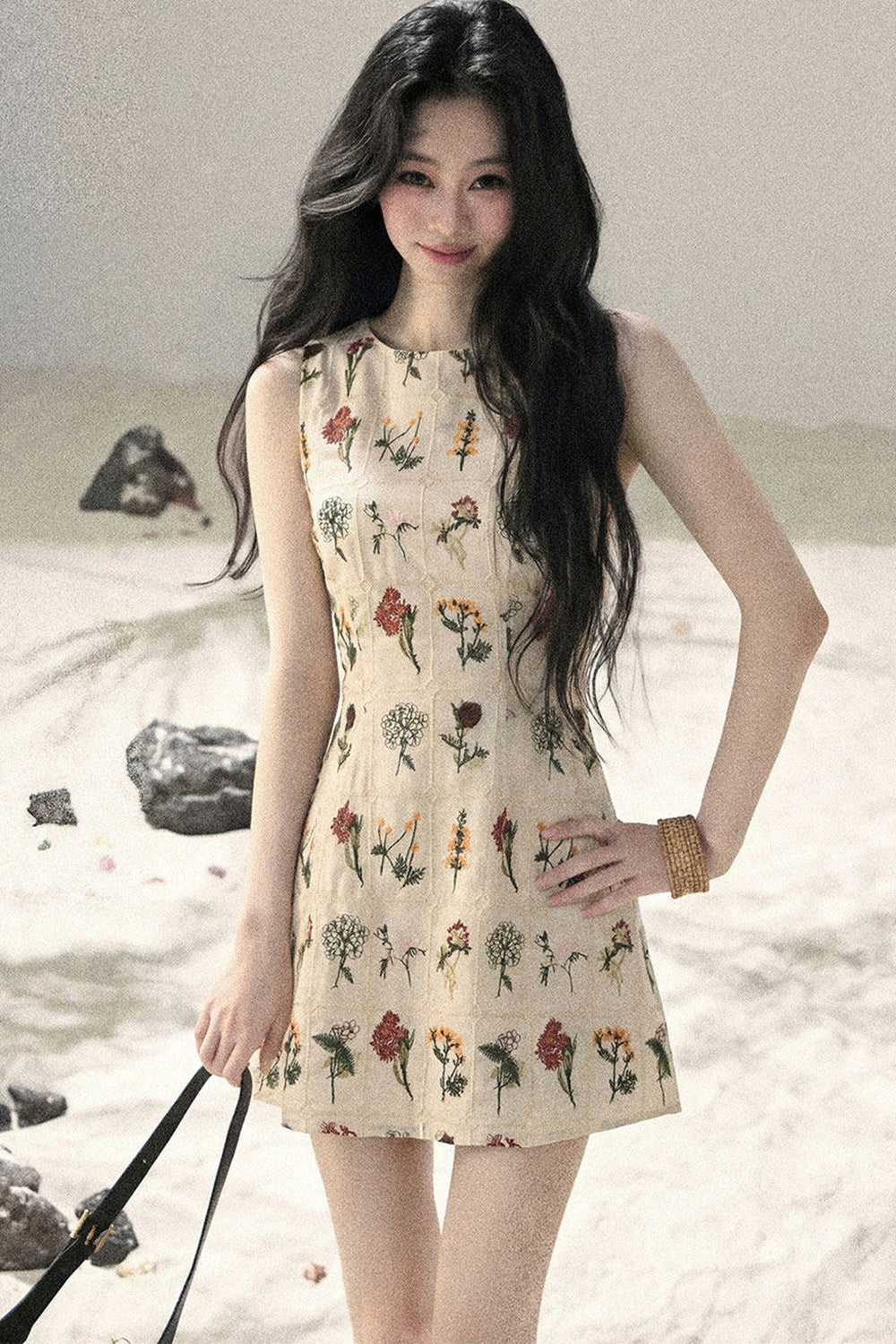 French Floral Waist Dress