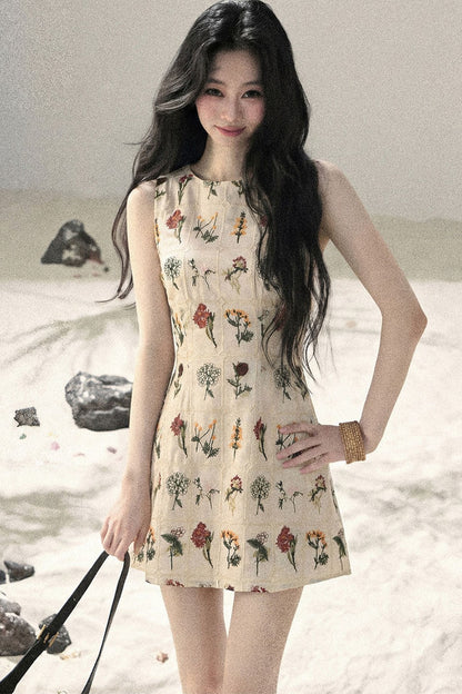 French Floral Waist Dress