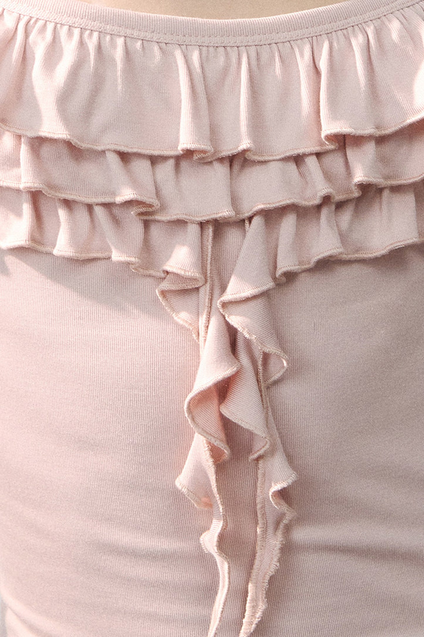 Square Neck Ruffle Trim Tank Top