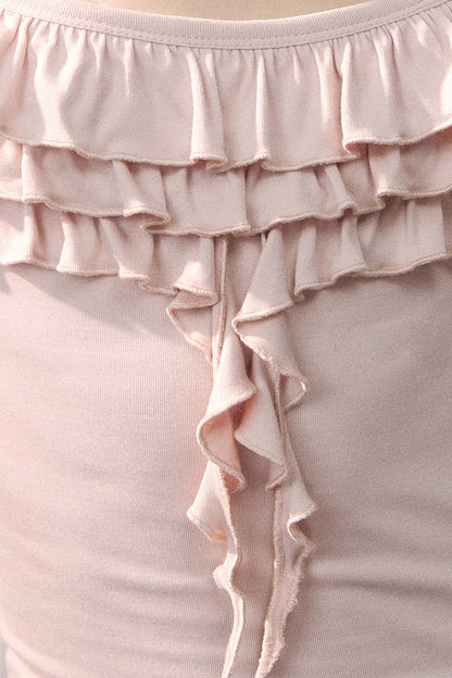Square Neck Ruffle Trim Tank Top