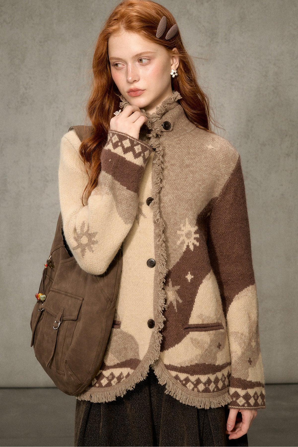 Jacquard Knit Cardigan