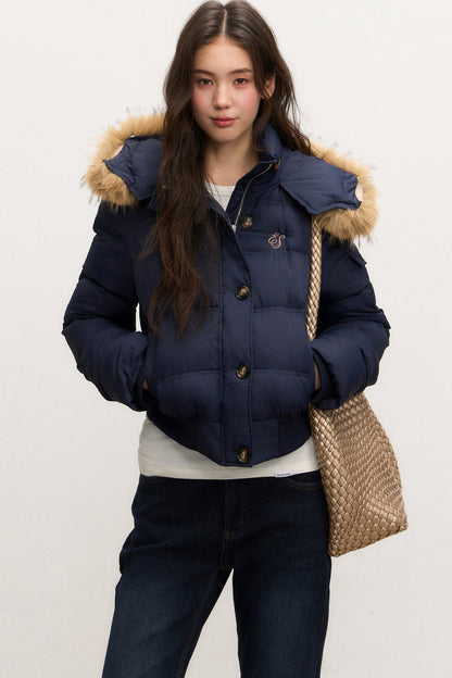 Fur Collar Down Jacket and Pants Set-Up