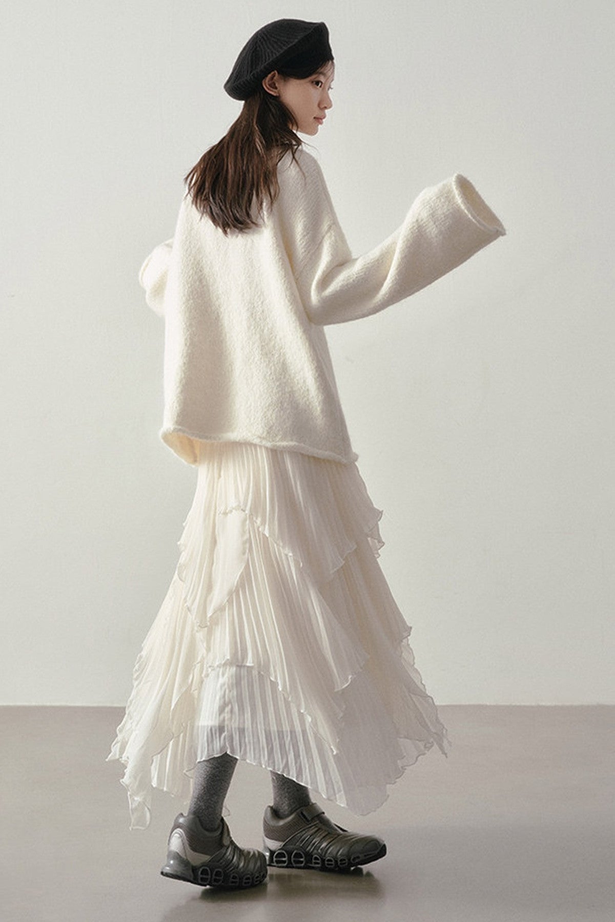 3D Textured Pleated Skirt