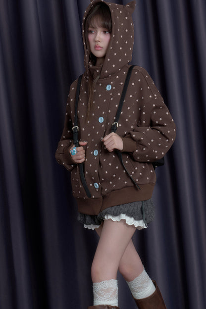 Star Cat Ear Fleece-Lined Jacket