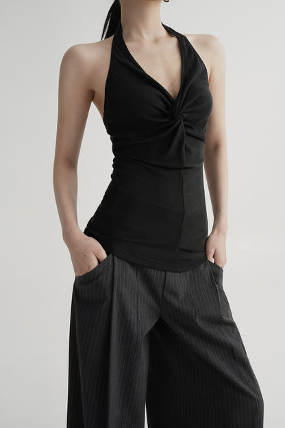 Pleated Halter Neck Top