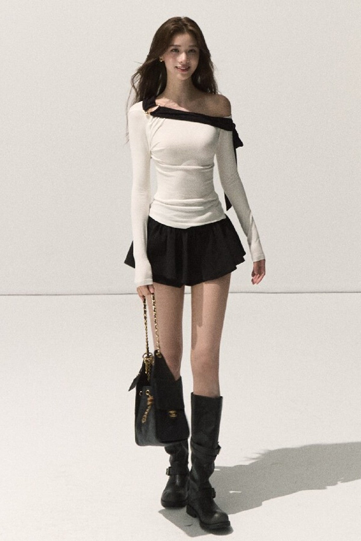 Off-Shoulder Wool Knit Top