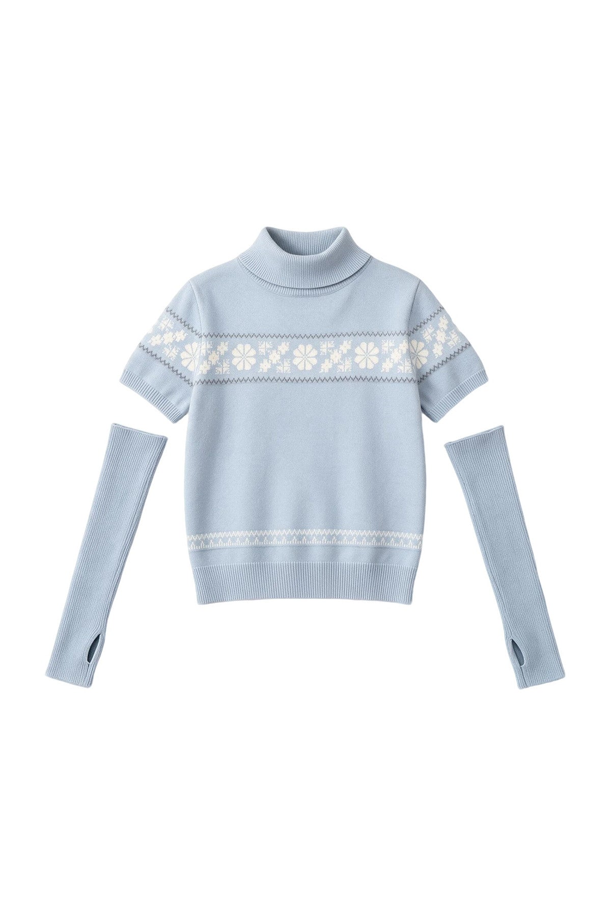 Vintage Fair Isle Jacquard Short-Sleeve Knit Top