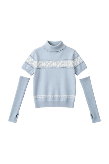 Vintage Fair Isle Jacquard Short-Sleeve Knit Top
