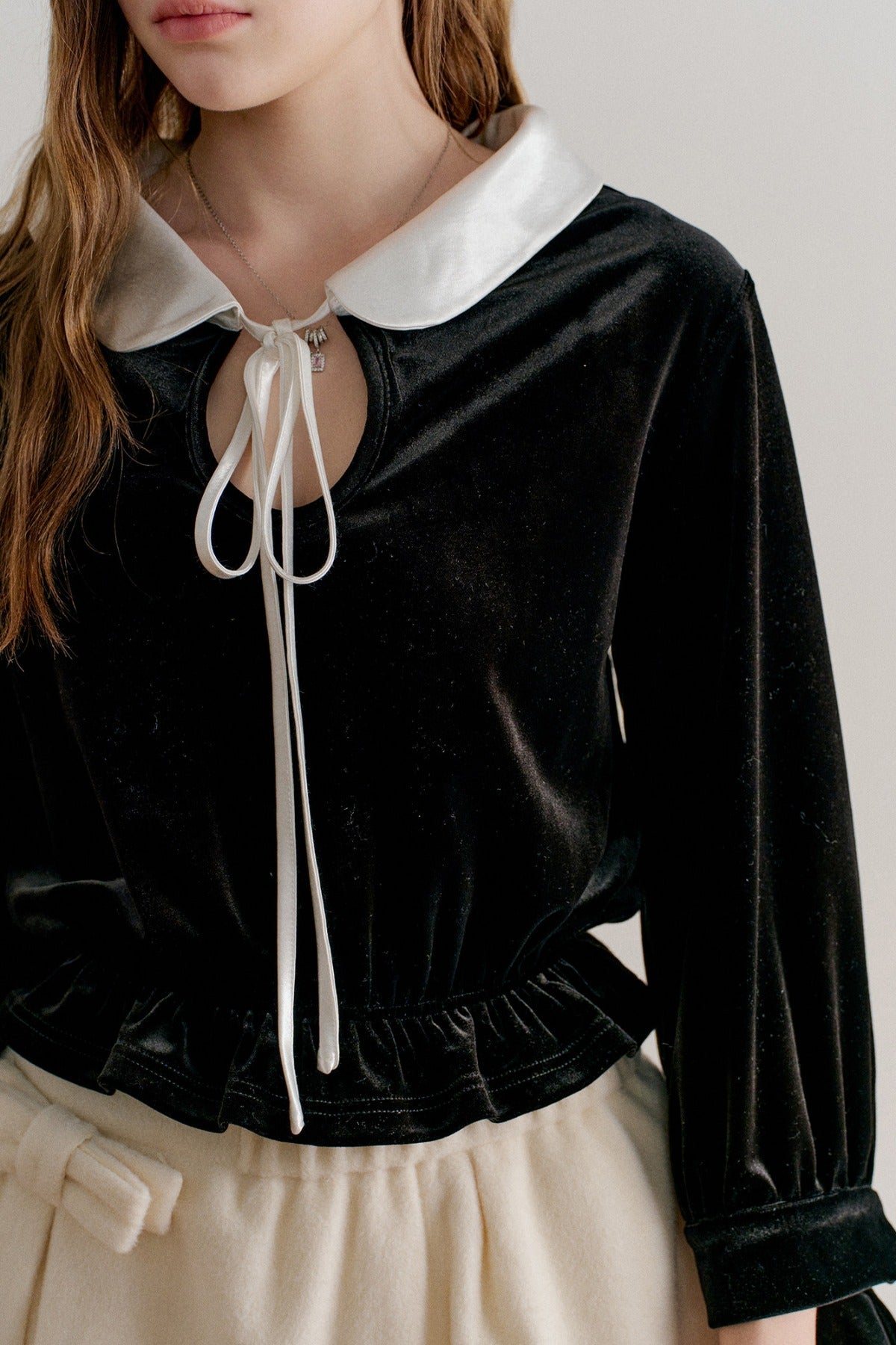 Reversible Velvet Peter Pan Collar Shirt