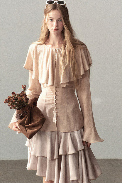 Ruffled Sheer Chiffon Top