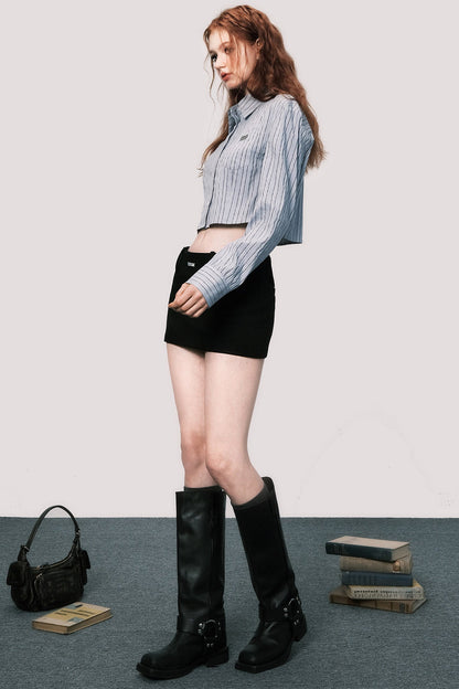 Loose Fit Striped Long-Sleeved Shirt