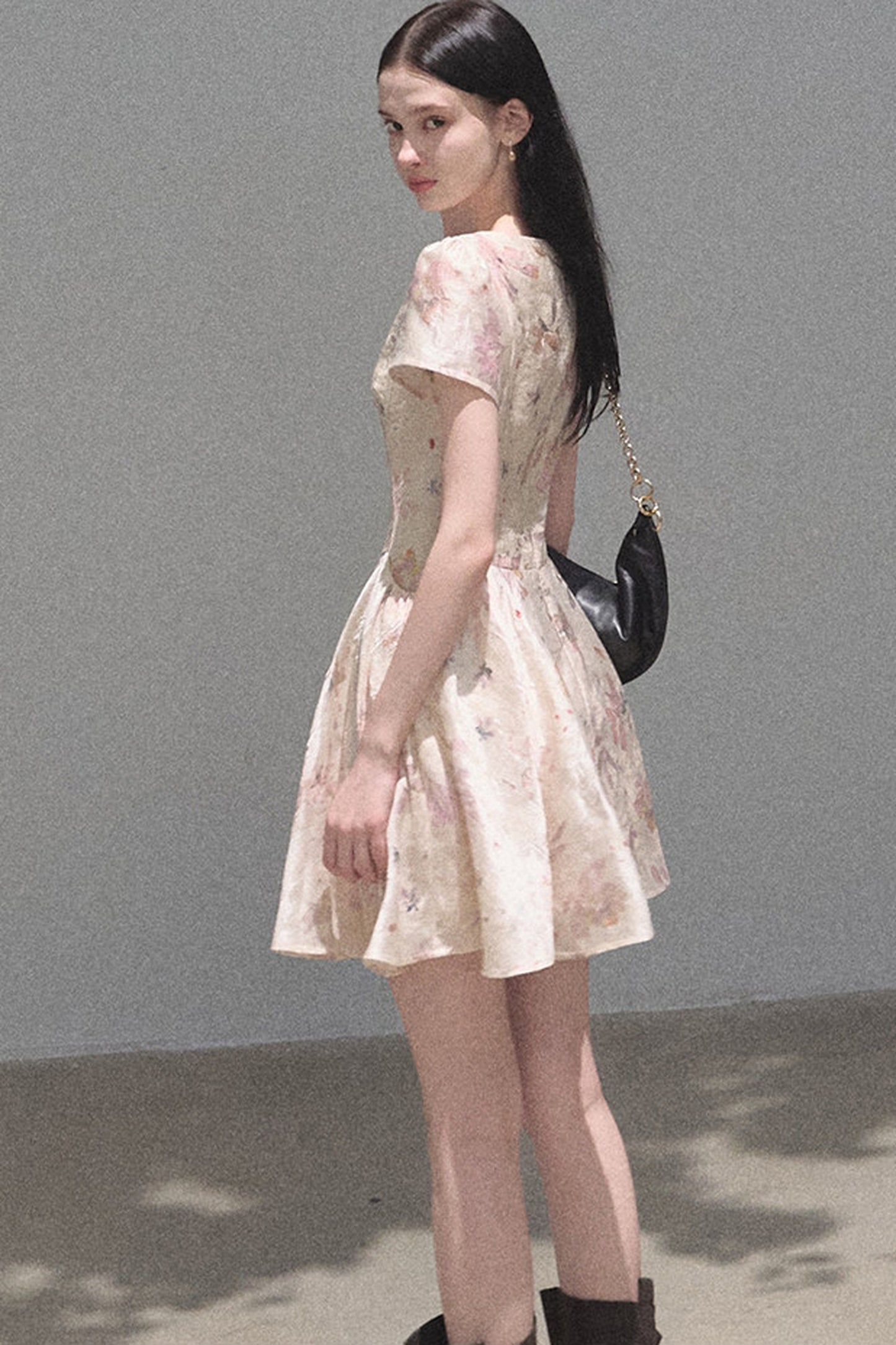 Pink Mist Linen Floral Dress