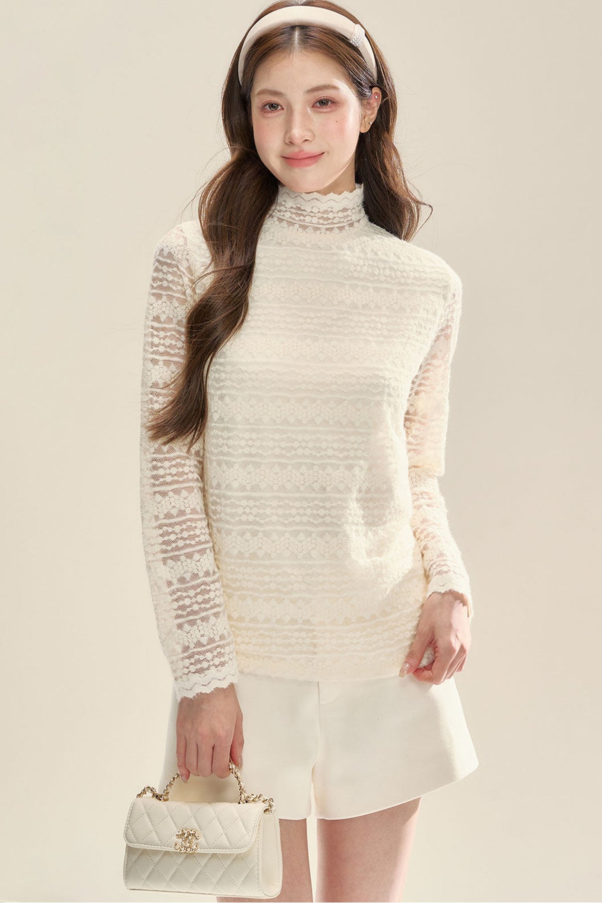 Lace High Neck Blouse