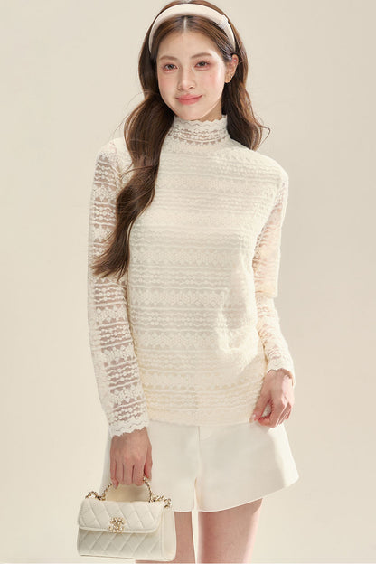 Lace High Neck Blouse