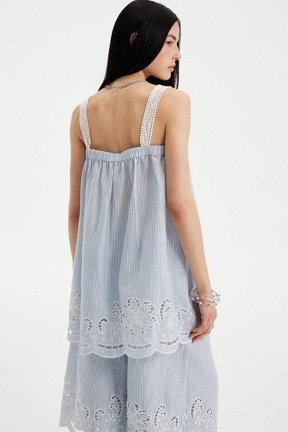 Embroidered Cutout Camisole Set