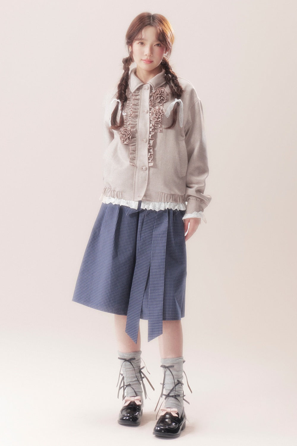 3D Rose Patchwork Ruffle Jacket