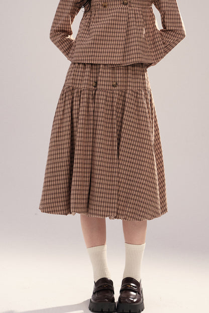 Retro Plaid Bubble Skirt
