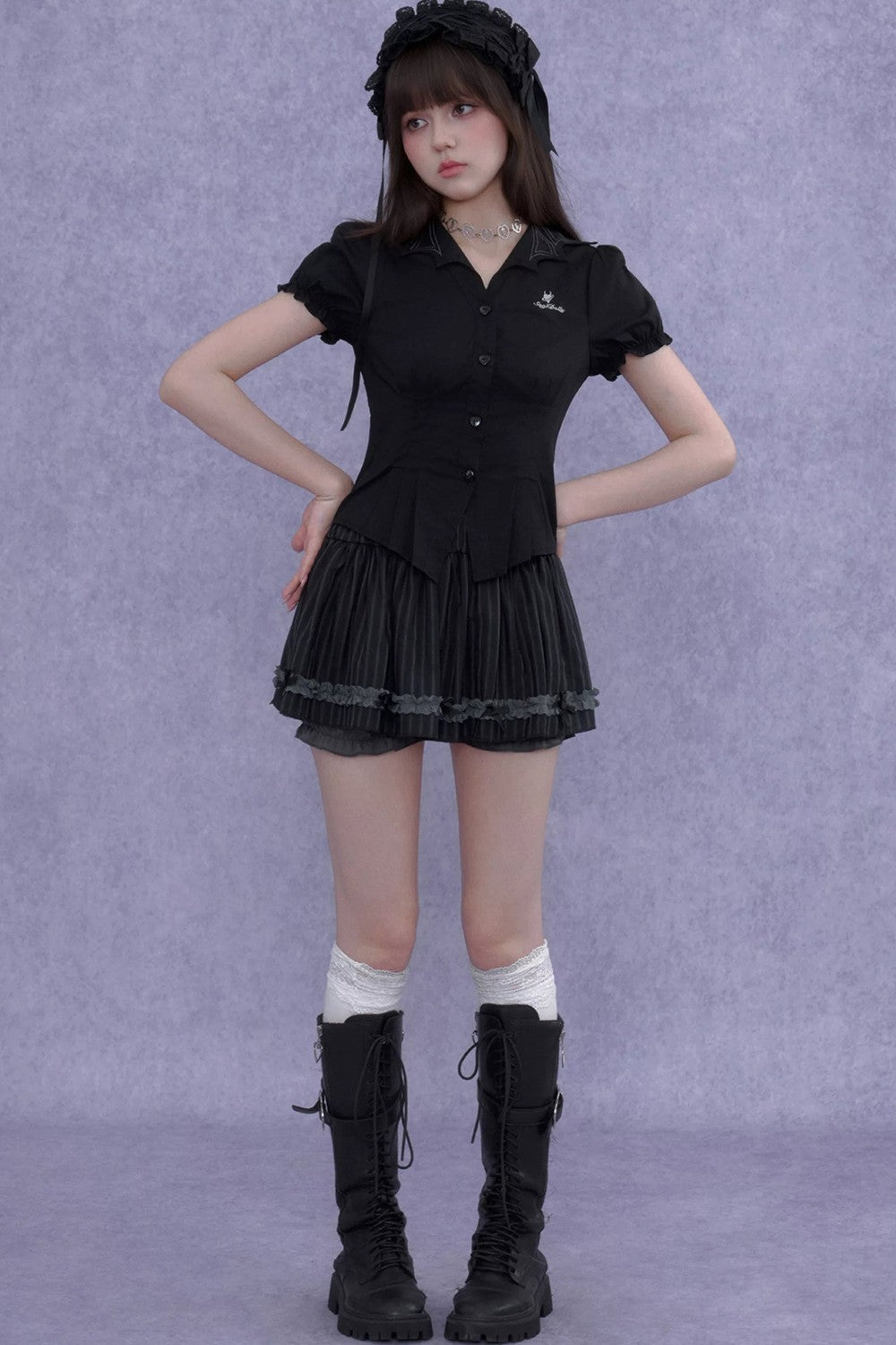 Dark Lolita Slimming Pumpkin Skirt Set