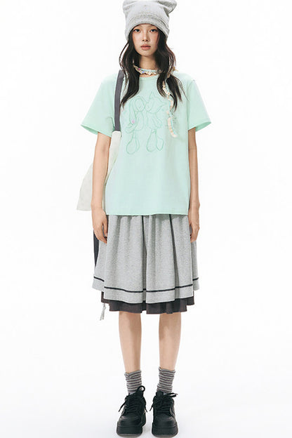 Kiss Print Short Sleeve Blouse