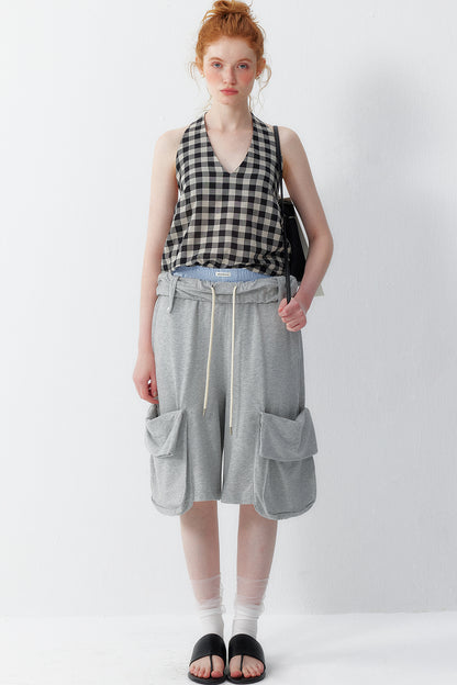 Cotton Plaid Halter Top