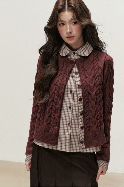 Plaid Layered-Look Knit Top