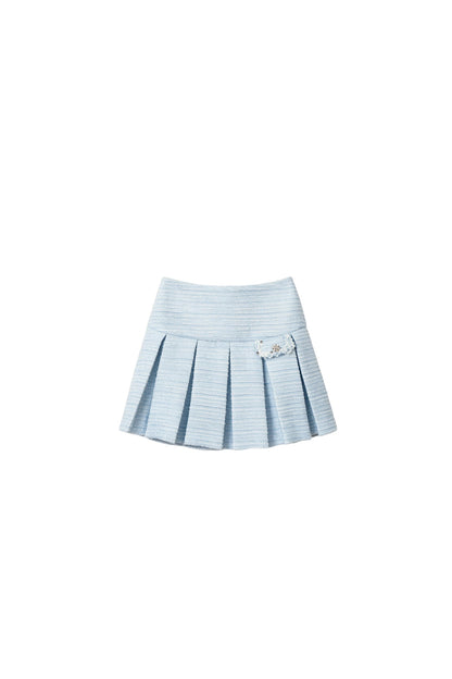 Beaded Tweed Jacket Pleated Skirt Set-Up