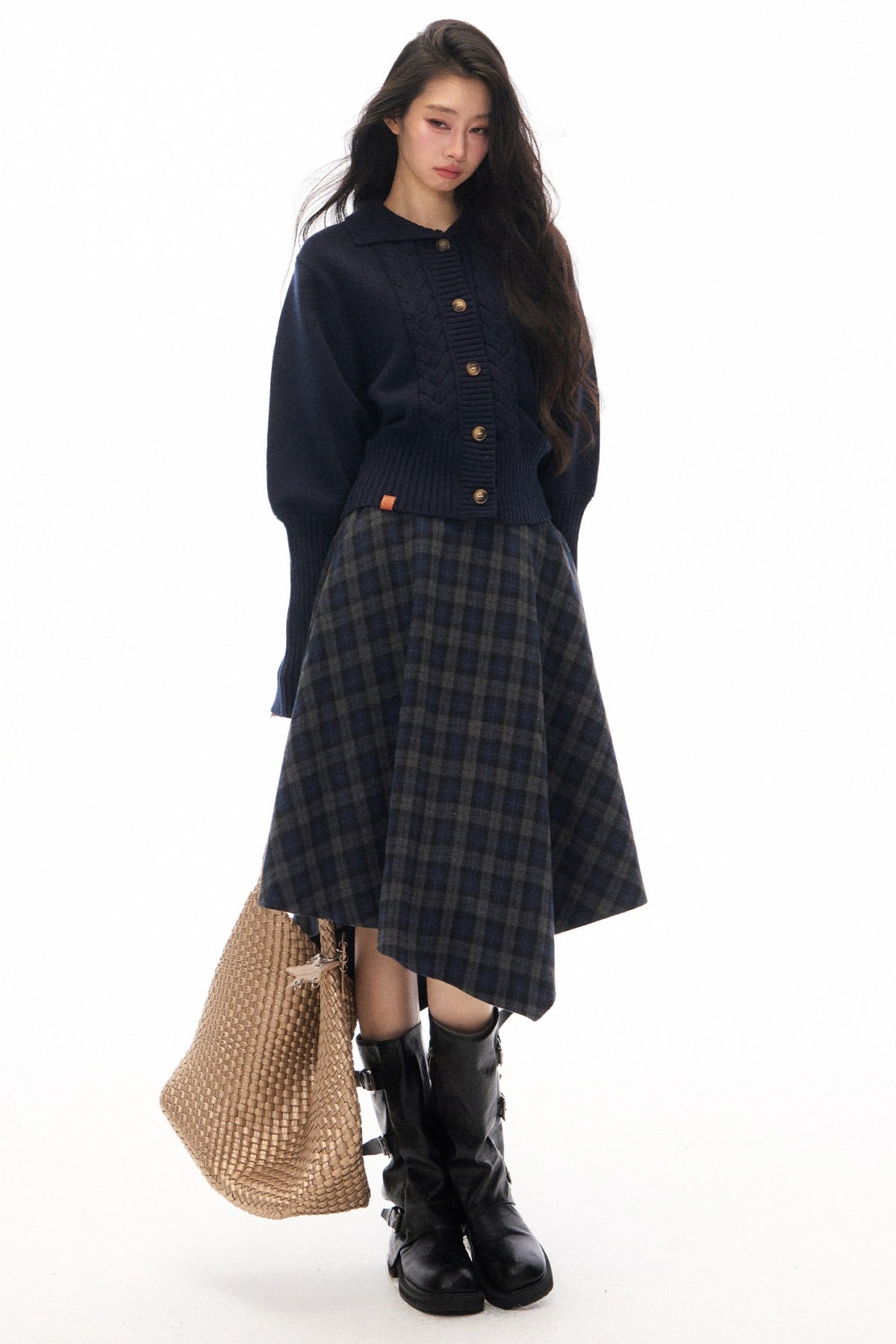 Short Knit Cardigan and Long Skirt Set-Up