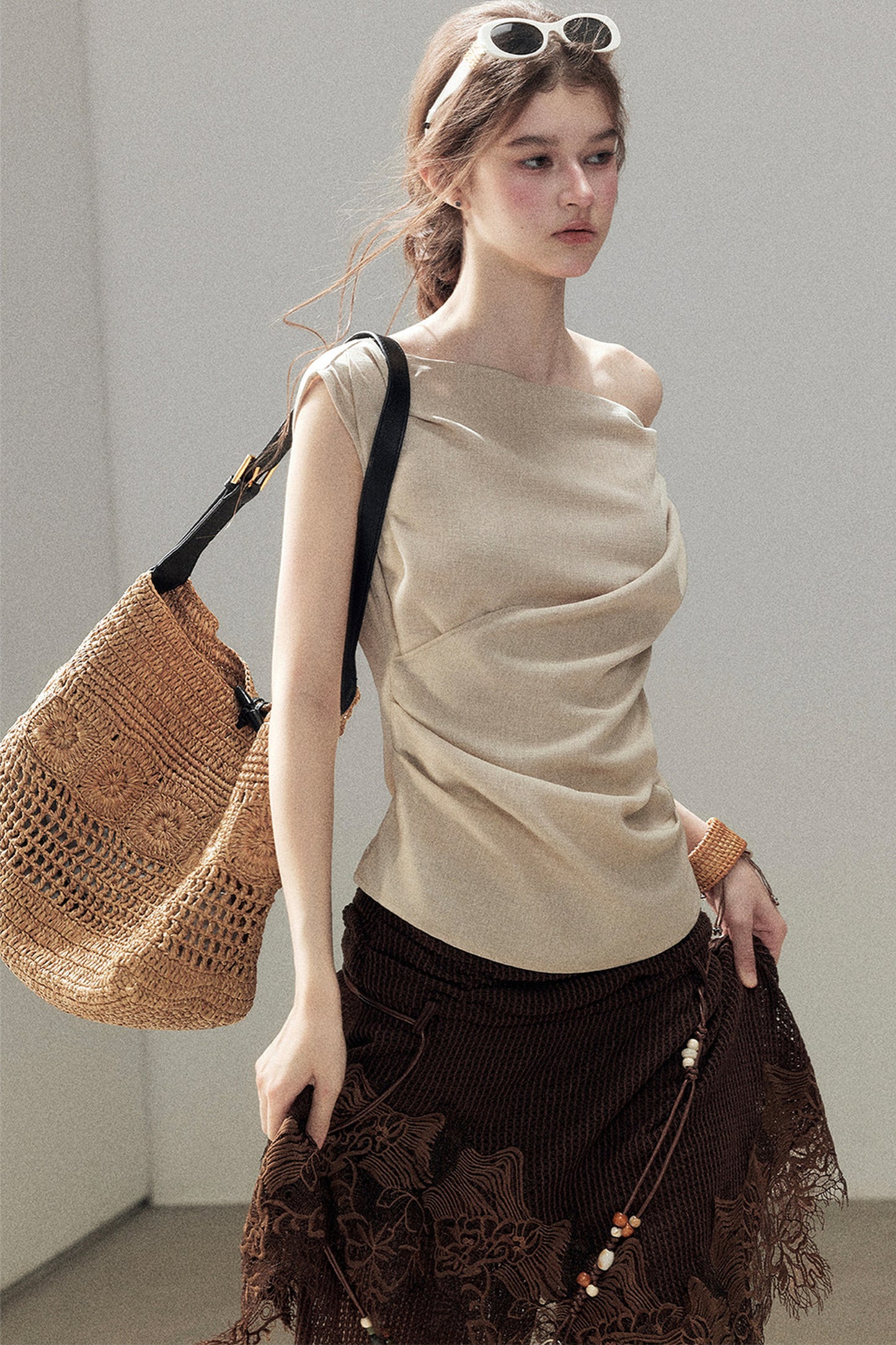 Asymmetrical Shoulder Summer Top