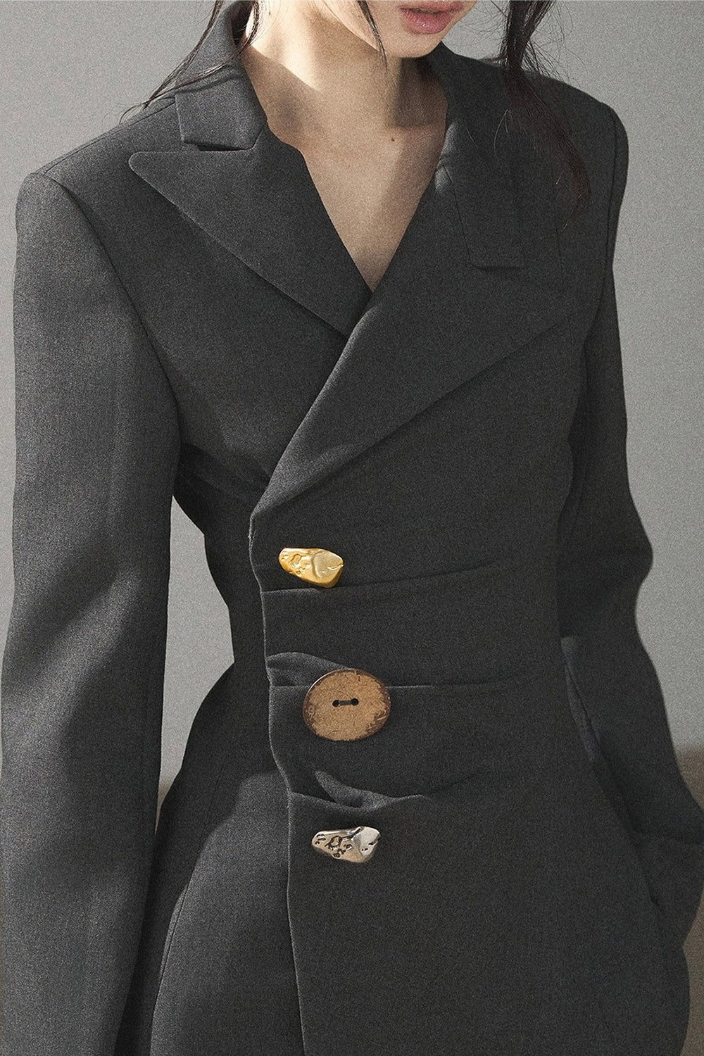 Dark Rock Gray Blazer and Shorts Set-Up