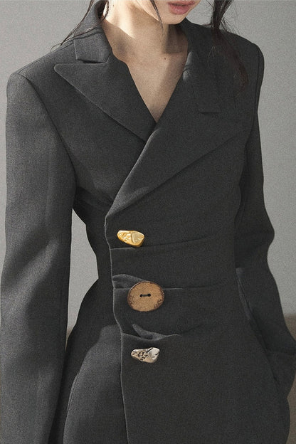 Dark Rock Gray Blazer and Shorts Set-Up