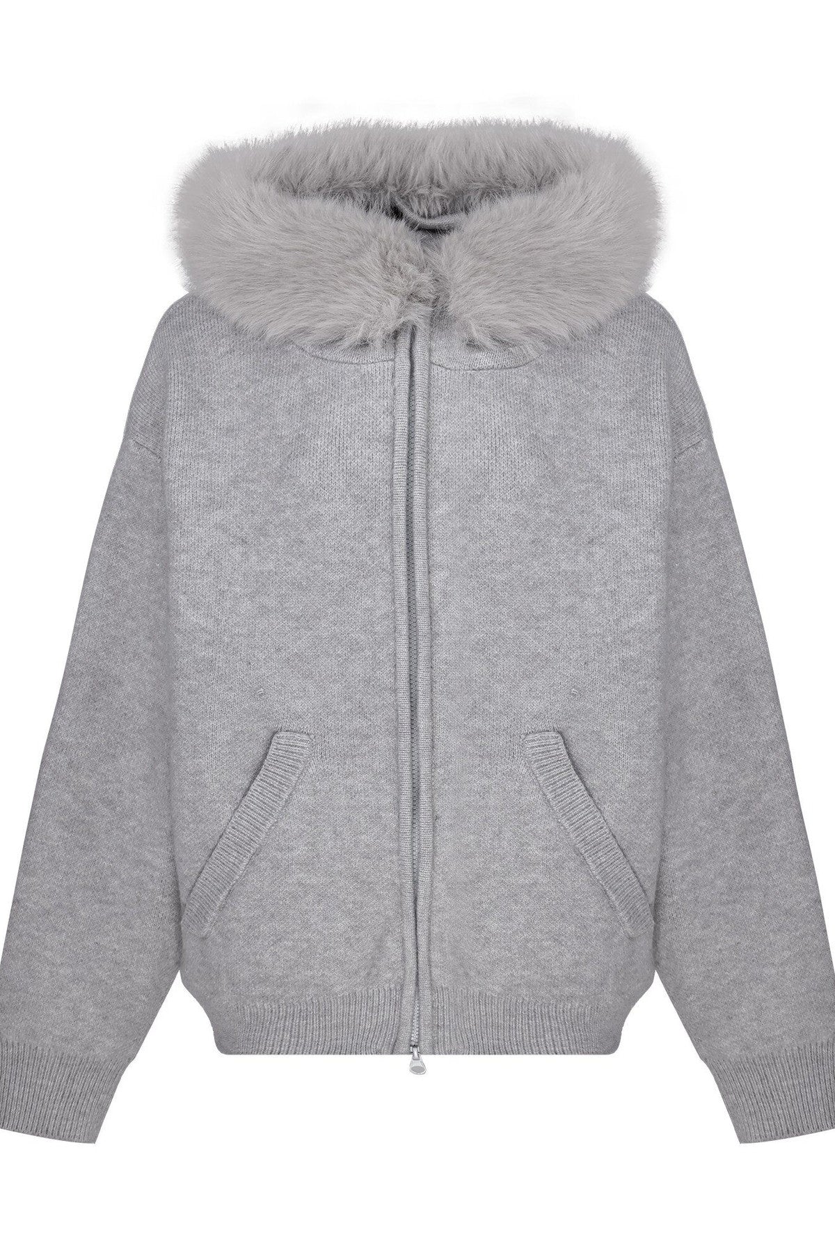 Gray Hooded Cardigan Jacket and Pants Set-Up
