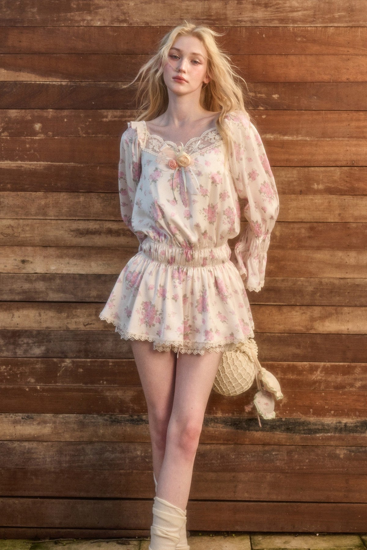 Floral Two-Piece Blouse and Shorts Set-Up