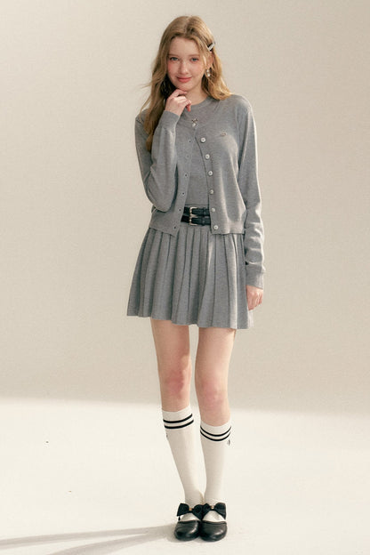 Knit Cardigan Top Skirt Set
