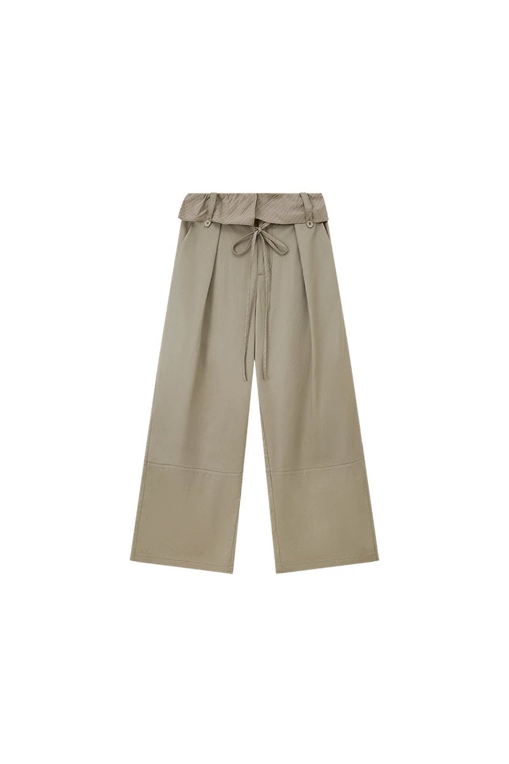 Pantalon droit à rayures et empiècements