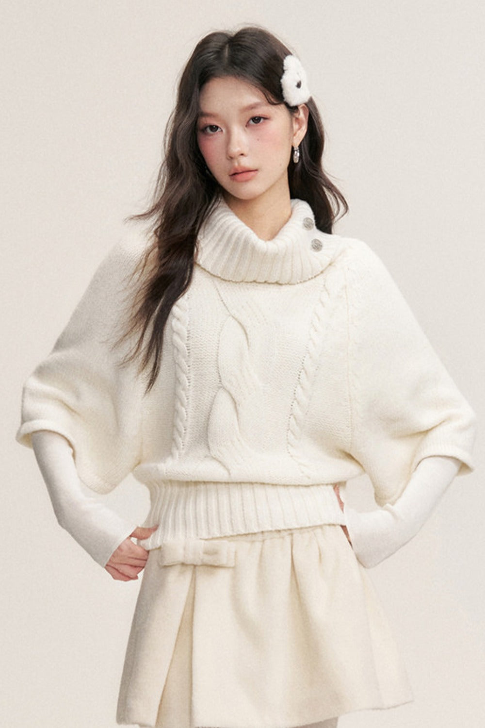 Twisted Cable Pullover Batwing Sweater