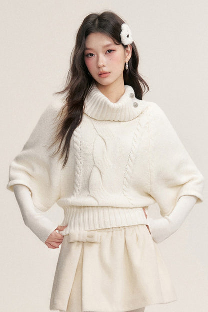 Twisted Cable Pullover Batwing Sweater
