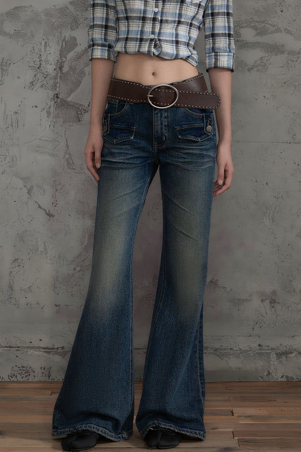 Retro Distressed Flared Pants