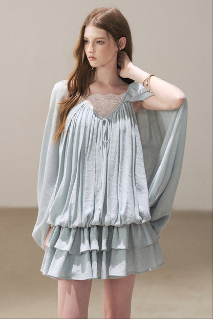 Lace Shawl Tiered Dress and Leggings Set-Up