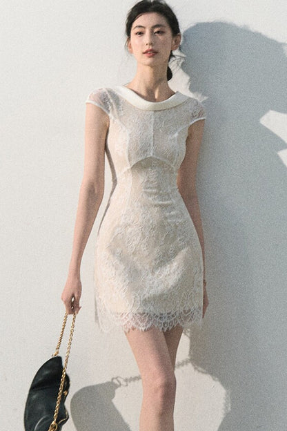 Abito jacquard in pizzo nuvola