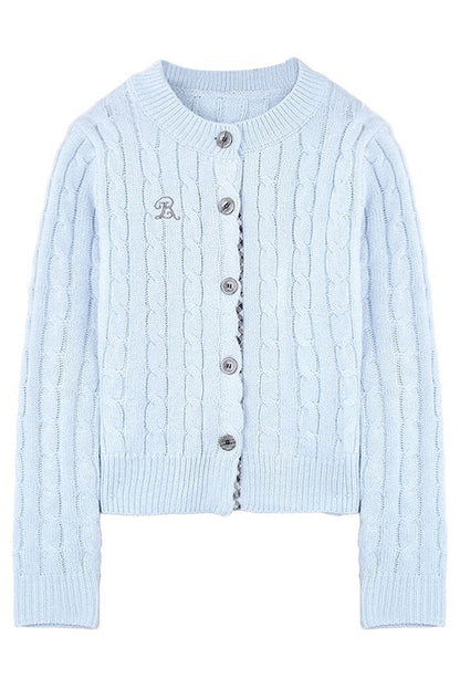 Color-Block Wool Blend Knit Cardigan Set-Up